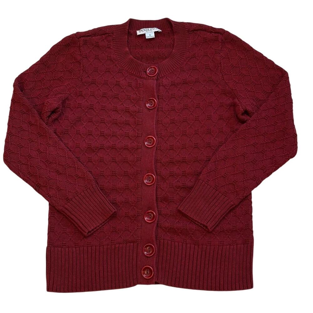 Pendleton Cardigan Mom Sweater Women Sz Small Petite (PS) Red Knit Button Front